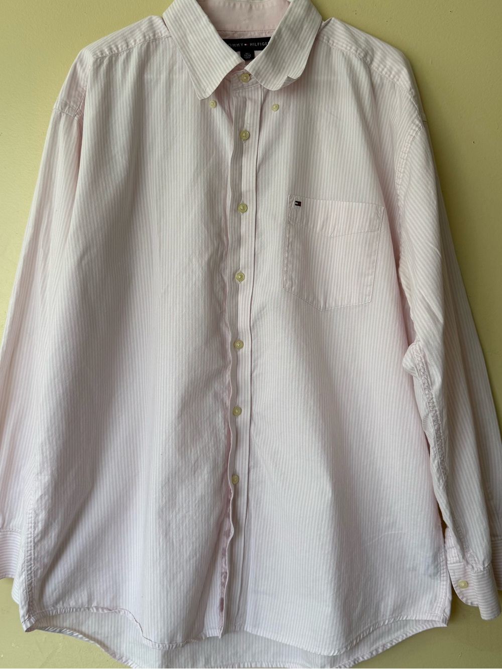 Tommy Hilfiger Men's Pale Pink Pinstripe Button-Down Shirt